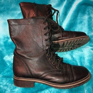 Mossimo Lace-Up with Zipper Black Combat Boots